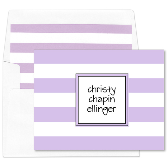 Lavender Stripe Foldover Note Cards